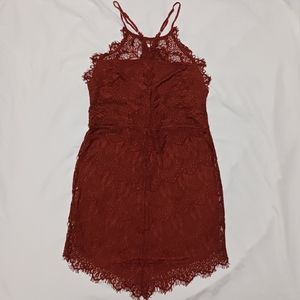 Free People She’s Got It Rust Lace Slip Dress Sz Large